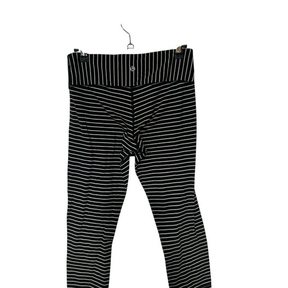 Lululemon Wunder Under Crop Capri Leggings Size 6 Black White Stripe High Rise - Picture 5 of 11